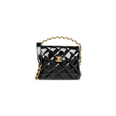 CHANEL MASTER PATENT QUILTED 31 RUE CAMBON MINI TOP HANDLE FLAP AS4472 (19*15*7cm)
